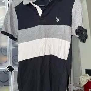Men's Black, Gray, and White Polo Shirt